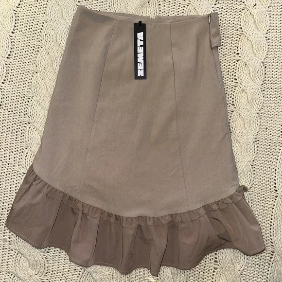 ZEMETA Attic Doll Midi Skirt in Taupe New - Picture 6 of 8